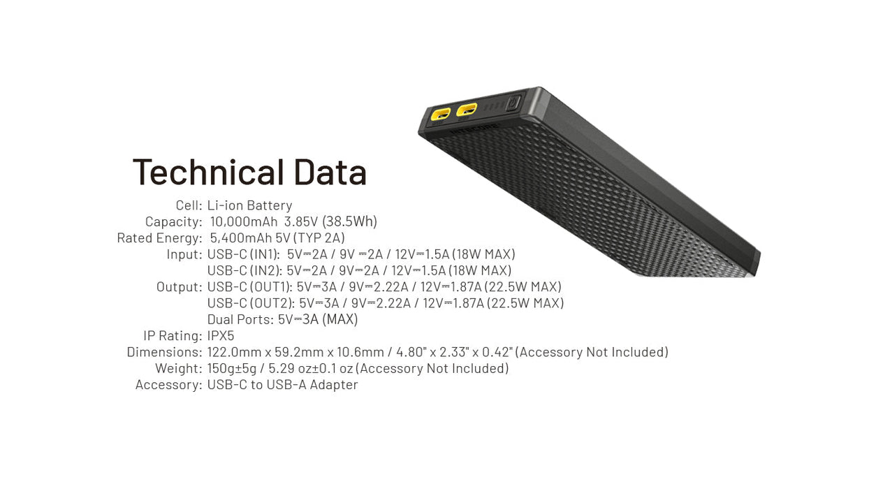 NB10000 Carbon Fiber Energy Brick (10,000mAh 3A GEN3)