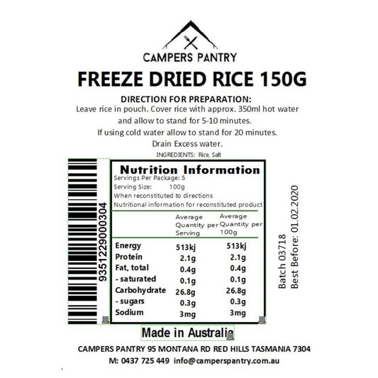 campers pantry freeze dried rice Ultralight Hiker