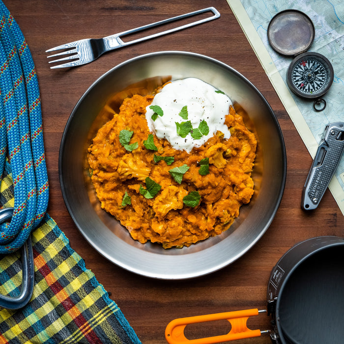 Campers pantry cauliflower and pea dhal