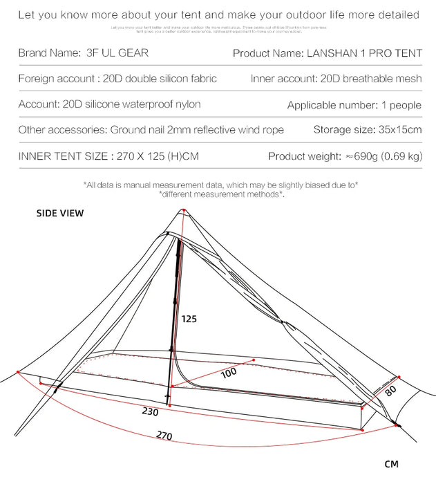 3F UL LanShan 1 Pro Ultralight Tent (3 Season)