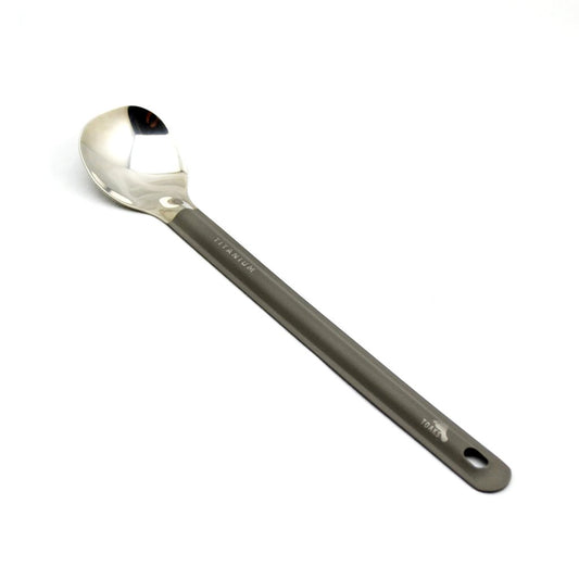 toaks titanium long handle spoon with polished bowl Ultralight Hiker